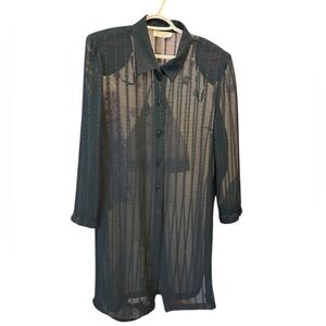 Miss Dorby Sheer Striped dress in Deep Green